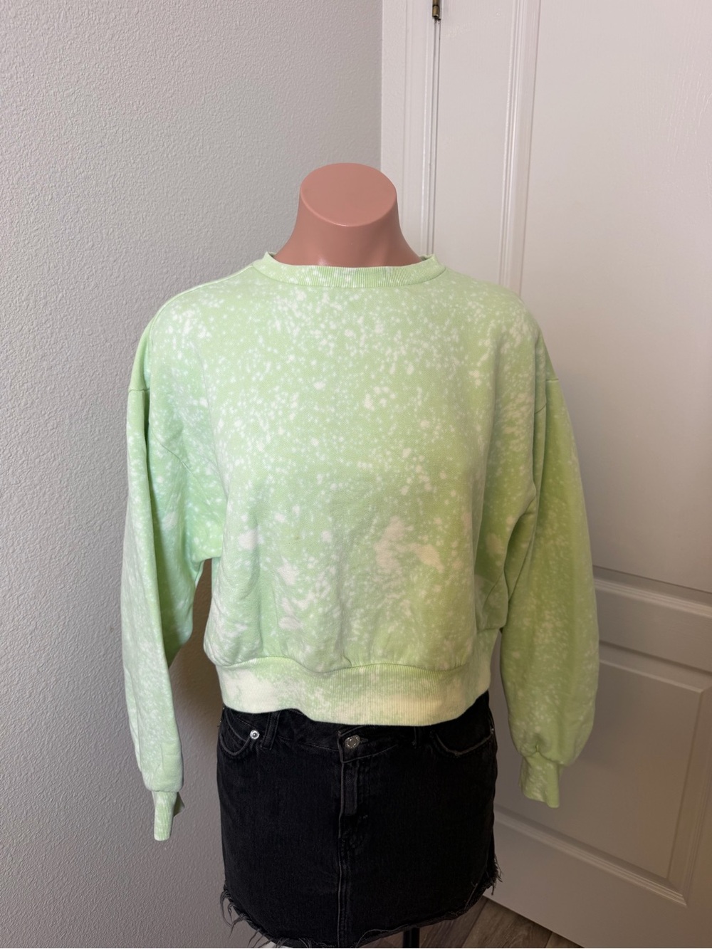 Light Green Tie-Dye Crewneck Sweater